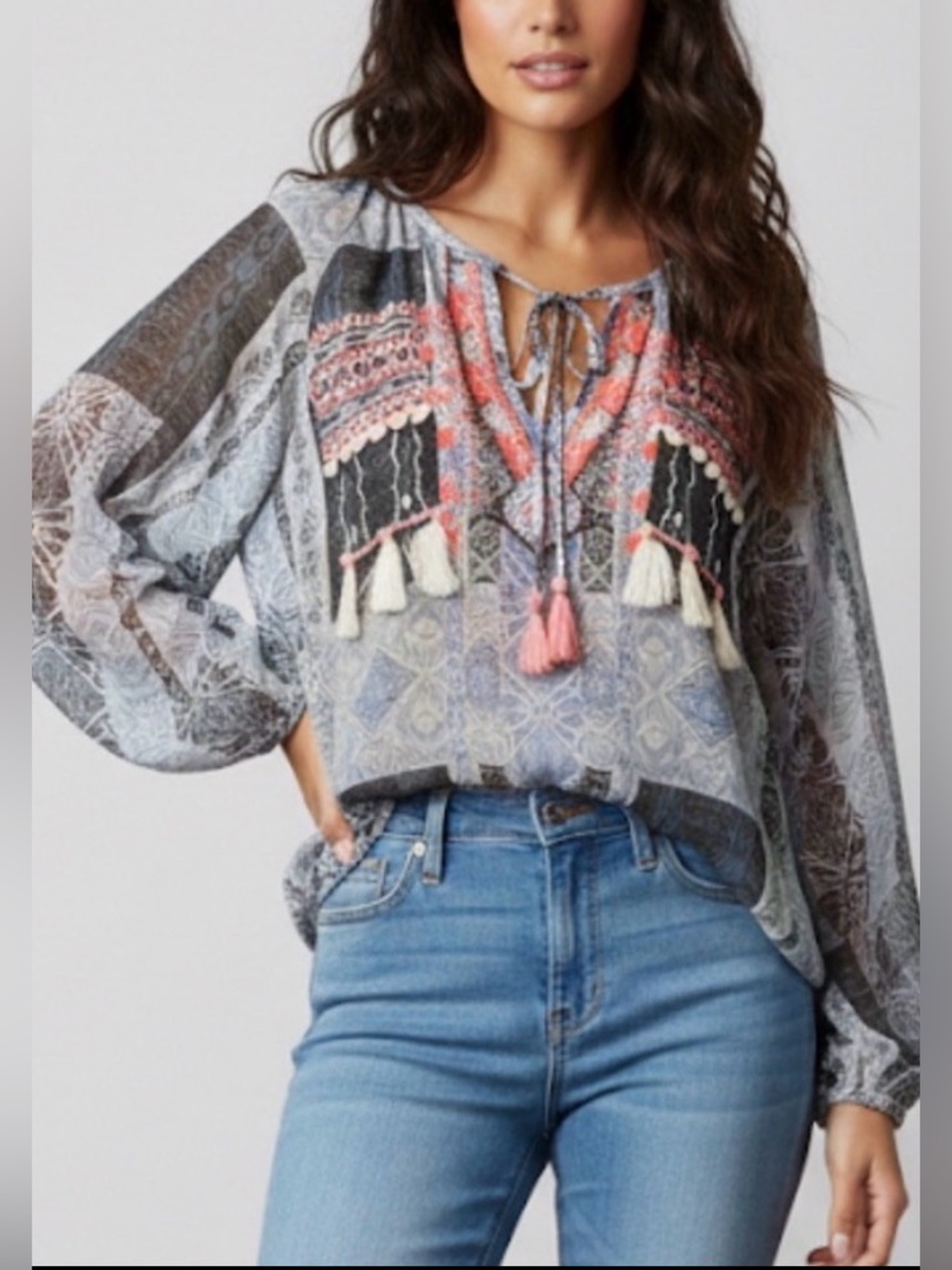 NWT!! Ramy Brook Embroidered Myra Boho Blouse Size XS Oversized $275